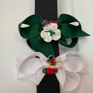 Lot of Christmas Hair Bows Snowman Candy Cane Girls
